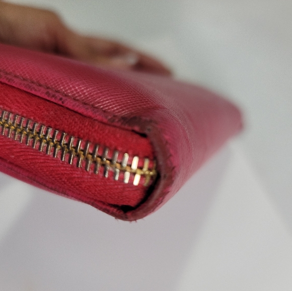 Prada Pink Saffiano Leather Zip Around Wallet - Picture 7 of 11
